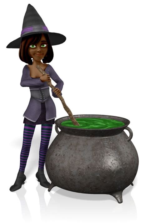 Withc stirring cauldron animatoni